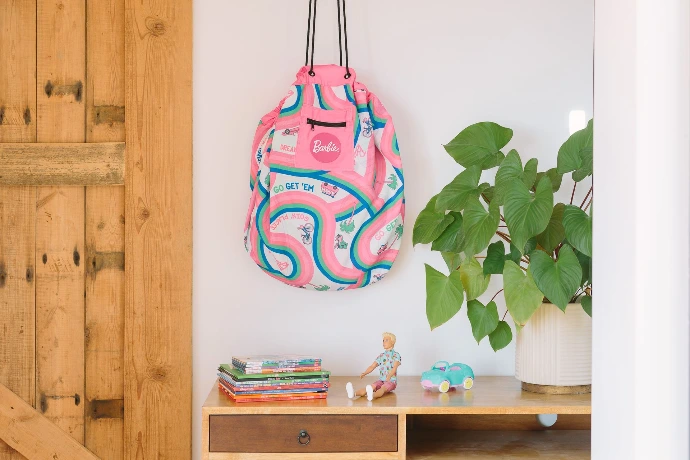 Barbie Play Pouch Stored away on wall