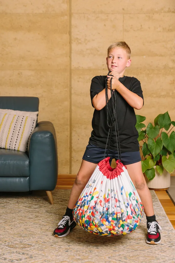 Printed Play Pouch Brick Bag pull up portrait.webp